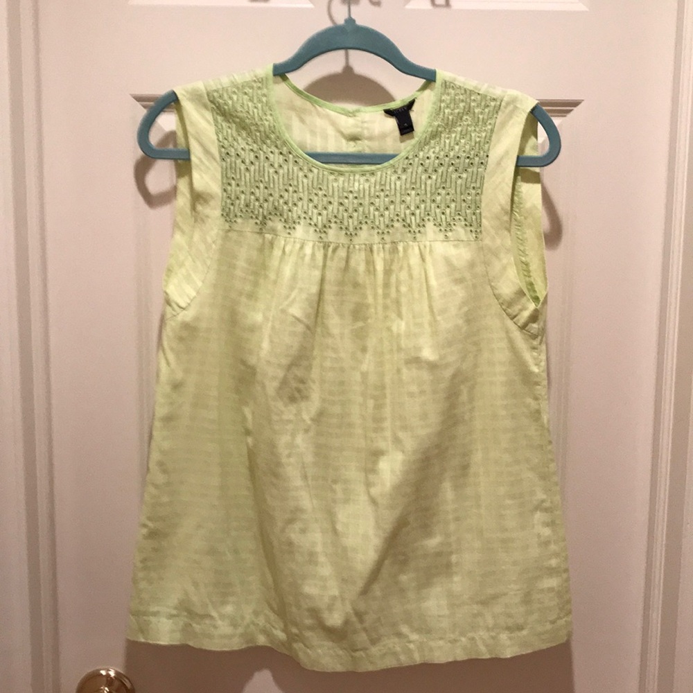 SALE/$7 J crew  cotton lime green top, 4